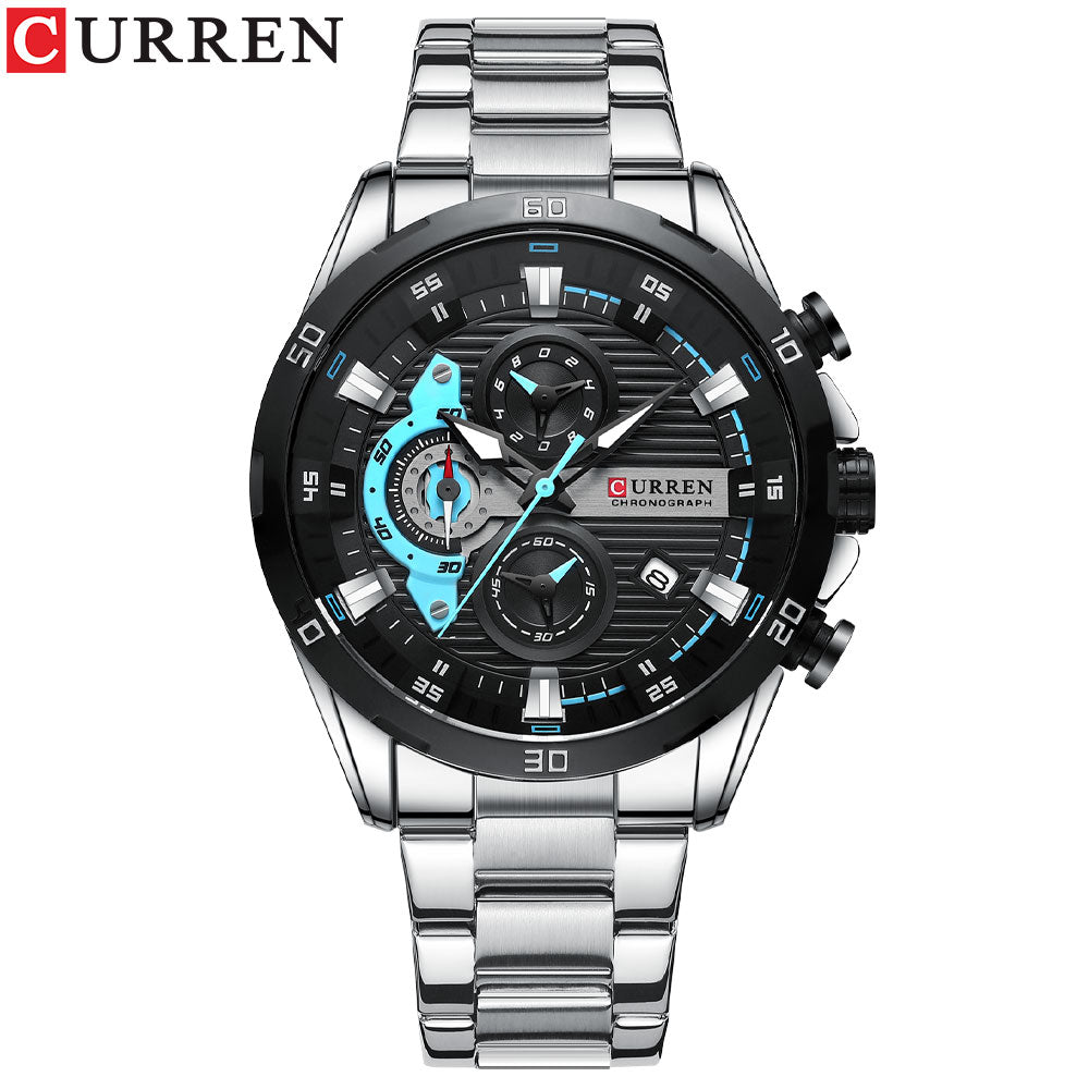 CURREN 8402 Men's Sport Quartz Watches Luxury Stainless Steel Strap With Luminous Chronograph Watch