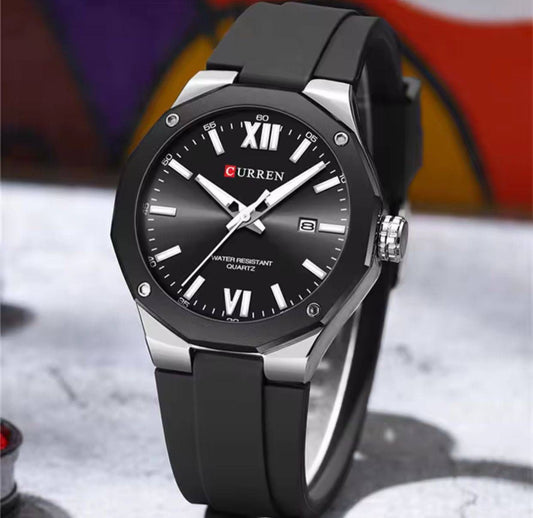 CURREN 8465 Men's Luxury Quartz Watch Luminous Dial Waterproof Silicone Strap Alloy Case 42mm Dial Sport Fashion