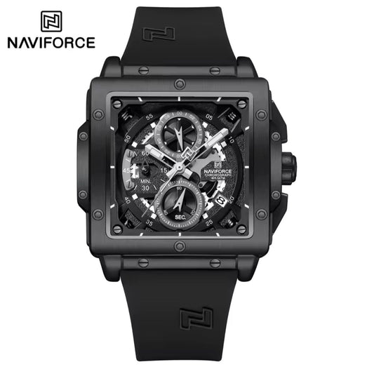 NAVIFORCE 8064 New Men Sport Top Brand Luxury Square Chronograph Date Original Wristwatch Waterproof Quartz Male Clock Watch