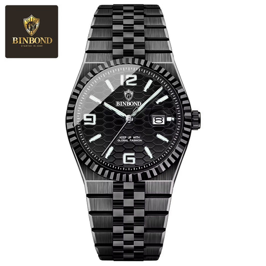 BINBOND New 8181 Hot Selling Business Fashion Men's Quartz Watch Waterproof Night Light Calendar Casual Men's Quartz Watch 2026