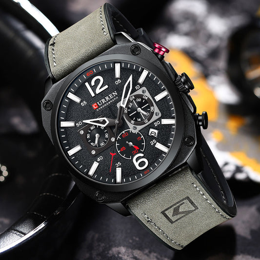 New CURREN 8398 Top Brand Men Sports Watch Luminous Chronograph Watches Leather Clock Casual Quartz Wristwatches for Male