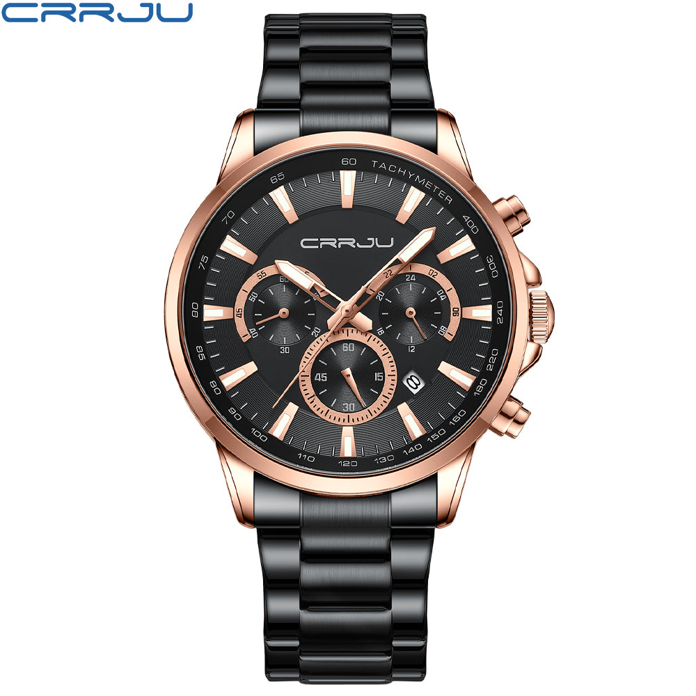 CRRJU 2303 Men Watch Luxury Quartz Chronograph Sport Waterproof Man Watches Business Fashion Stainless Steel Wristwatch