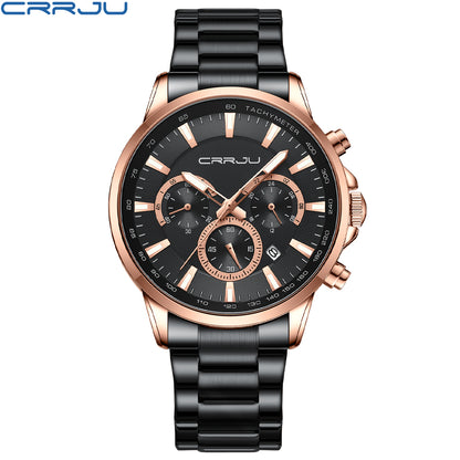 CRRJU 2303 Men Watch Luxury Quartz Chronograph Sport Waterproof Man Watches Business Fashion Stainless Steel Wristwatch
