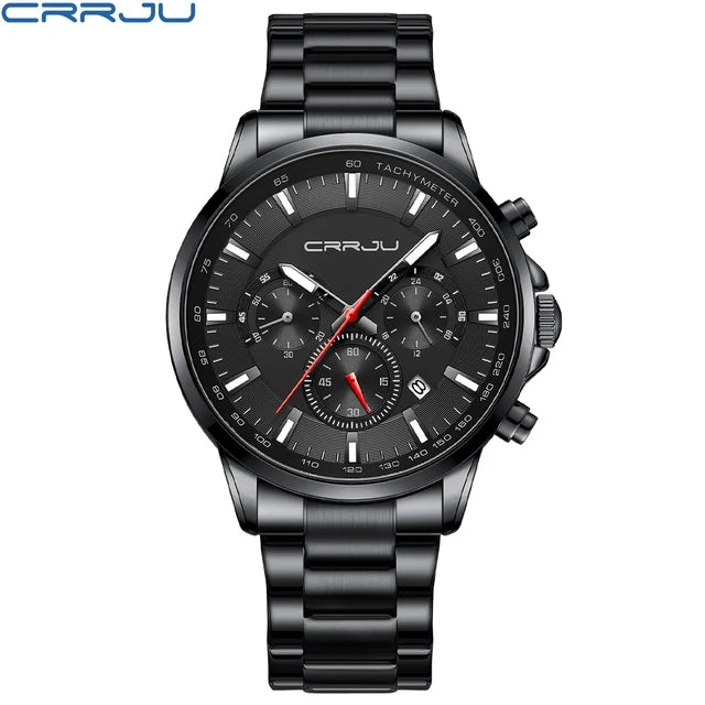 CRRJU 2303 Men Watch Luxury Quartz Chronograph Sport Waterproof Man Watches Business Fashion Stainless Steel Wristwatch