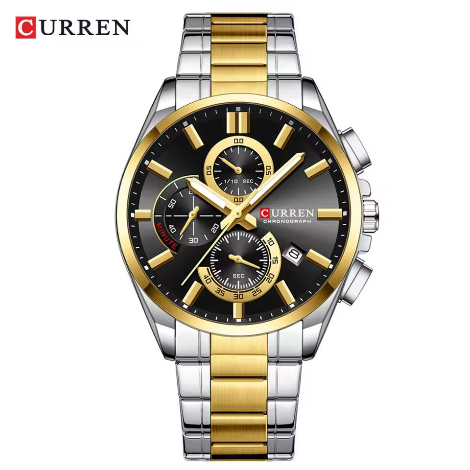 CURREN 8475 NEW Quartz Watches for Men Casual Style Multifunction Stainless Steel Band Wristwatches with Auto Date Waterproof 8475