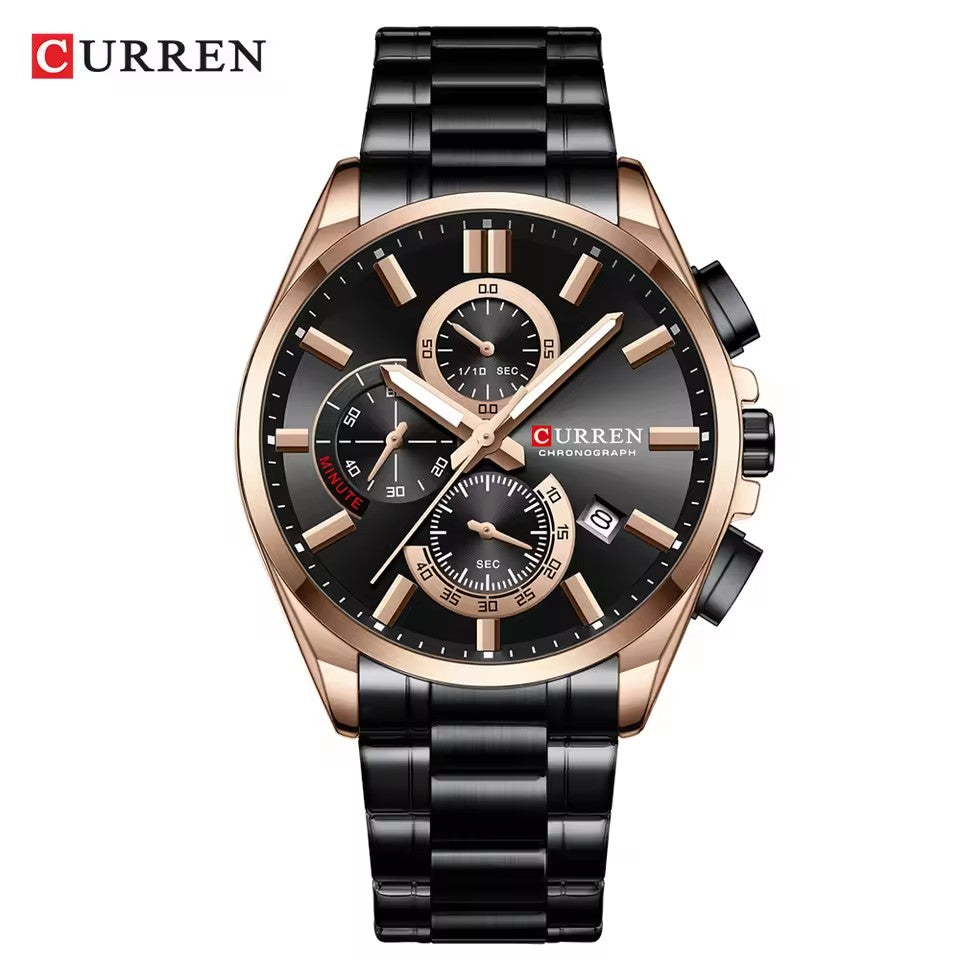 CURREN 8475 NEW Quartz Watches for Men Casual Style Multifunction Stainless Steel Band Wristwatches with Auto Date Waterproof 8475