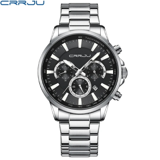 CRRJU 2303 Men Watch Luxury Quartz Chronograph Sport Waterproof Man Watches Business Fashion Stainless Steel Wristwatch