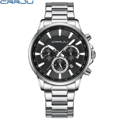 CRRJU 2303 Men Watch Luxury Quartz Chronograph Sport Waterproof Man Watches Business Fashion Stainless Steel Wristwatch