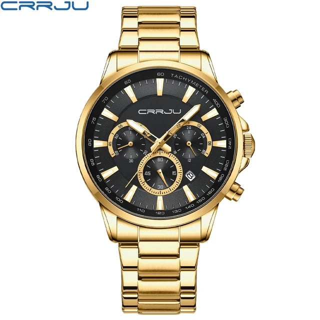 CRRJU 2303 Men Watch Luxury Quartz Chronograph Sport Waterproof Man Watches Business Fashion Stainless Steel Wristwatch