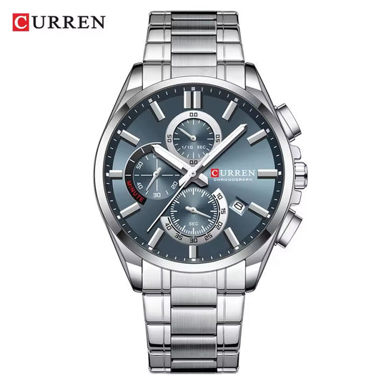 CURREN 8475 NEW Quartz Watches for Men Casual Style Multifunction Stainless Steel Band Wristwatches with Auto Date Waterproof 8475