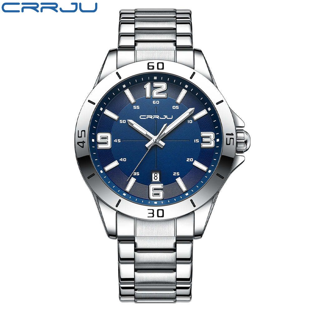 CRRJU 5003 Classic Gold Mens Quartz Watch 2022 Stainless Steel Band Waterproof Calendar in Stock Stylish Business Wrist Watch