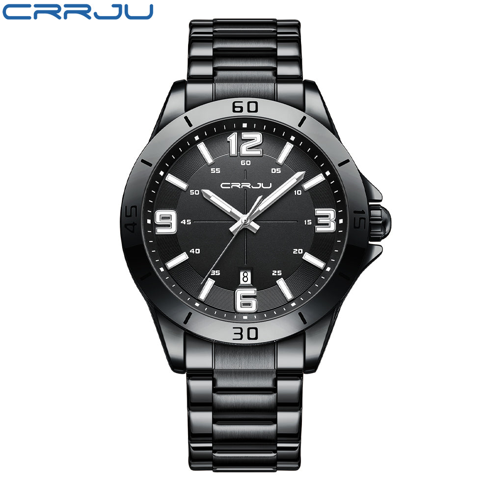 CRRJU 5003 Classic Gold Mens Quartz Watch 2022 Stainless Steel Band Waterproof Calendar in Stock Stylish Business Wrist Watch