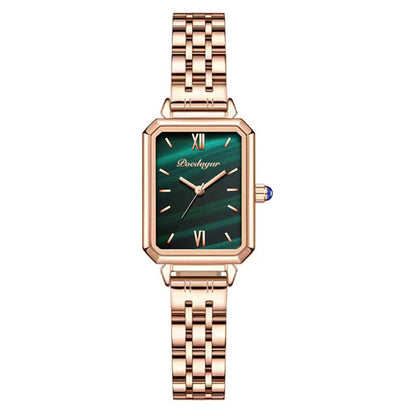 Poedagar 622 Fashion Rose Gold Square Watch Woman High Quality Stainless Steel Mesh Lady Watch Waterproof Quartz Watches for Girl