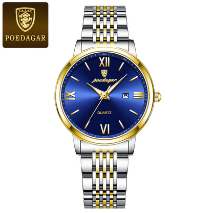 POEDAGAR 716 Fashion Rose Gold Watch for Woman Elegant Waterproof Luminous Date Stainless Steel Quartz Ladies Luxury Watch