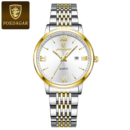 POEDAGAR 716 Fashion Rose Gold Watch for Woman Elegant Waterproof Luminous Date Stainless Steel Quartz Ladies Luxury Watch