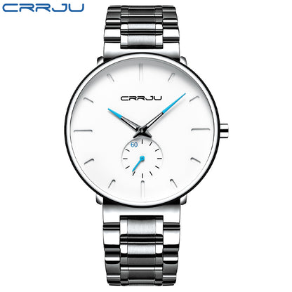 CRRJU 2150 Fashion Wrist Watches Men Business Casual Waterproof Clock Male Stainless Steel Strap