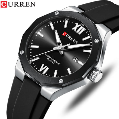 CURREN 8465 Men's Luxury Quartz Watch Luminous Dial Waterproof Silicone Strap Alloy Case 42mm Dial Sport Fashion