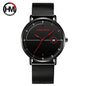 HM10101 Japan Movt Wholesale Fashion Trend Business Casual Calendar Stainless Steel Mesh Strap Waterproof Slim Men Quartz Watch