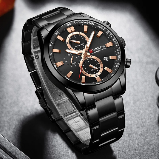 CURREN 8445 Casual  Brand Stainless Steel Band Wrist watches for Men New Chronograph Quartz Watches with Date