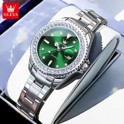 OLEVS 9945 Women's Green  Quartz Wrist Watches Waterproof Stainless Steel & Alloy Case Fashionable Design