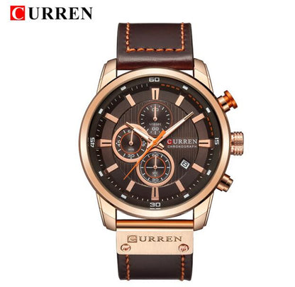 CURREN 8291 Top Brand Men Quartz Movement Wristwatches Fashion Casual Genuine Leather Band Alloy Case Auto Date Watch for Man