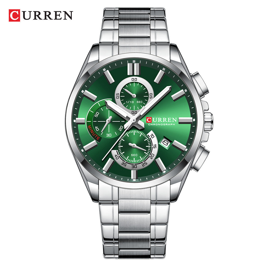 CURREN 8475 NEW Quartz Watches for Men Casual Style Multifunction Stainless Steel Band Wristwatches with Auto Date Waterproof 8475