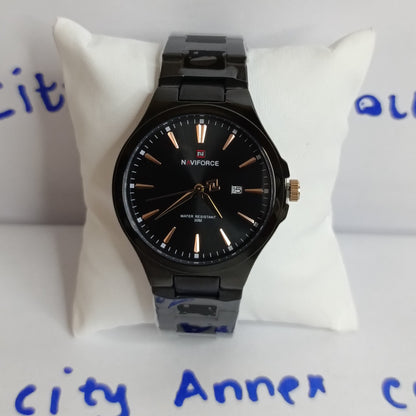 Naviforce 9214 NF9214 Business Quartz Watches Stainless Steel Strap Waterproof Analog Clock Wristwatches for Men