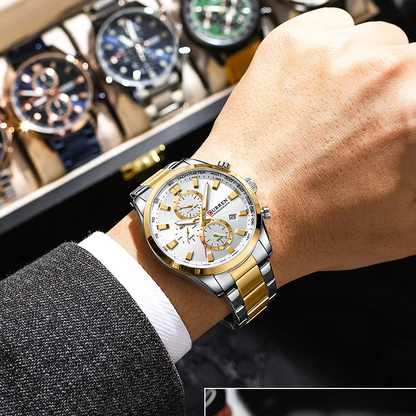 CURREN 8445 Casual  Brand Stainless Steel Band Wrist watches for Men New Chronograph Quartz Watches with Date