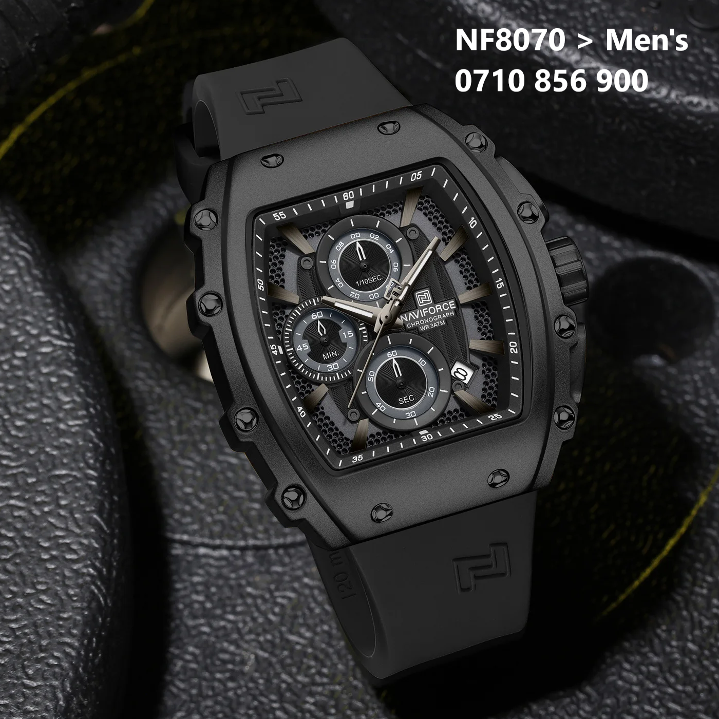 NAVIFORCE 8070 Men Quartz Wristwatch Luxury Chronograph Casual Clock Sport Waterproof Multifunctional Watch Silicone Strap