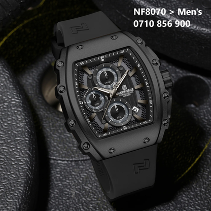 NAVIFORCE 8070 Men Quartz Wristwatch Luxury Chronograph Casual Clock Sport Waterproof Multifunctional Watch Silicone Strap
