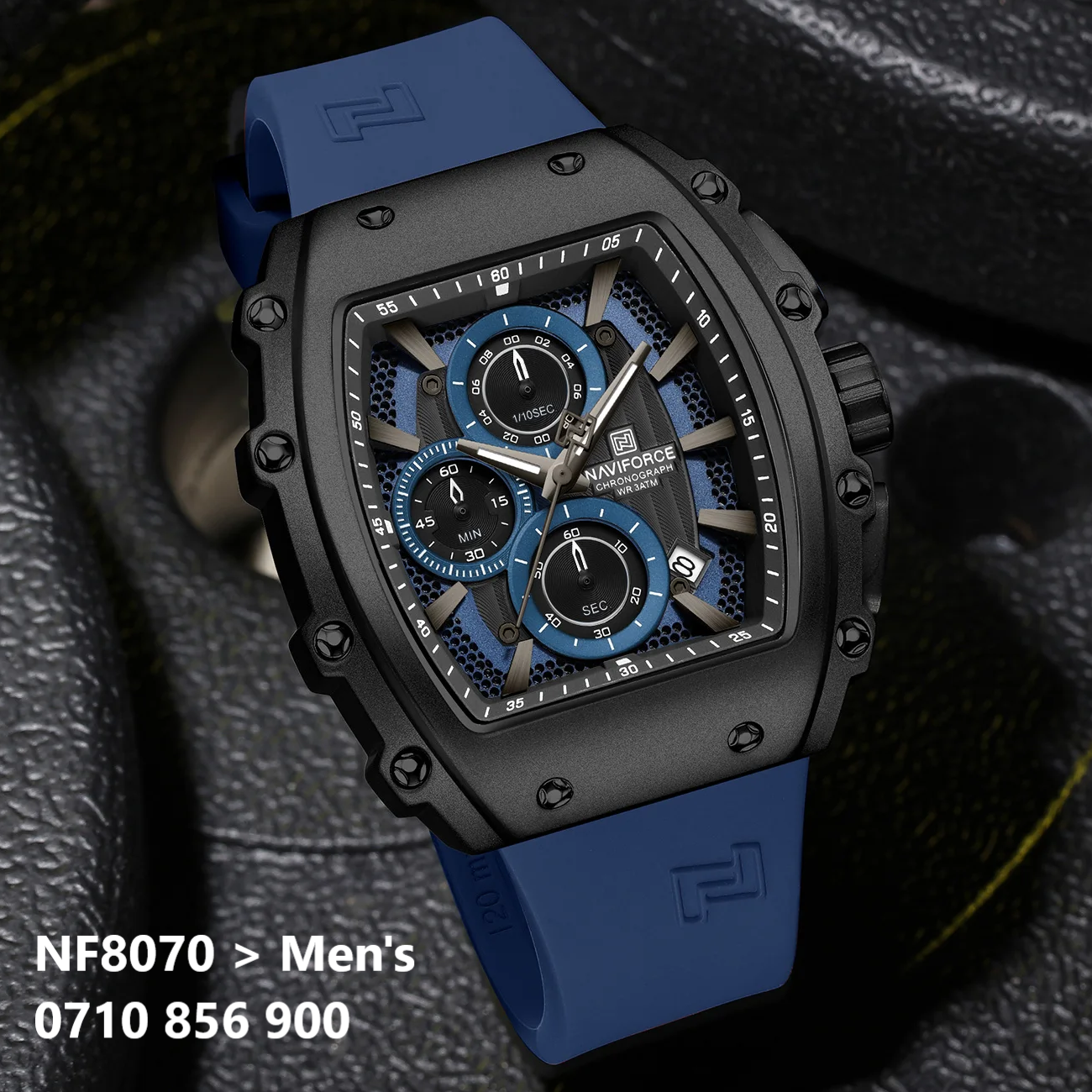 NAVIFORCE 8070 Men Quartz Wristwatch Luxury Chronograph Casual Clock Sport Waterproof Multifunctional Watch Silicone Strap