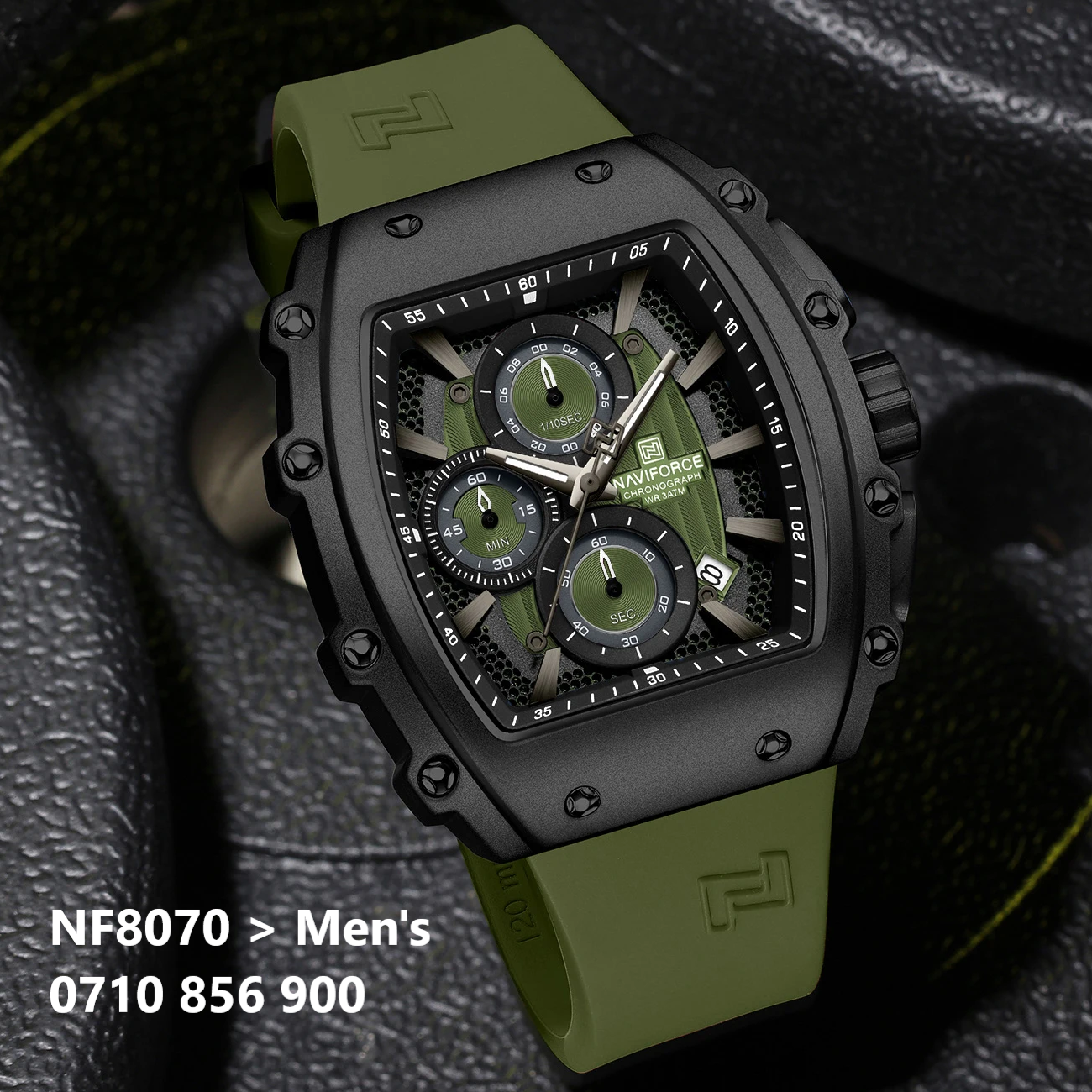 NAVIFORCE 8070 Men Quartz Wristwatch Luxury Chronograph Casual Clock Sport Waterproof Multifunctional Watch Silicone Strap