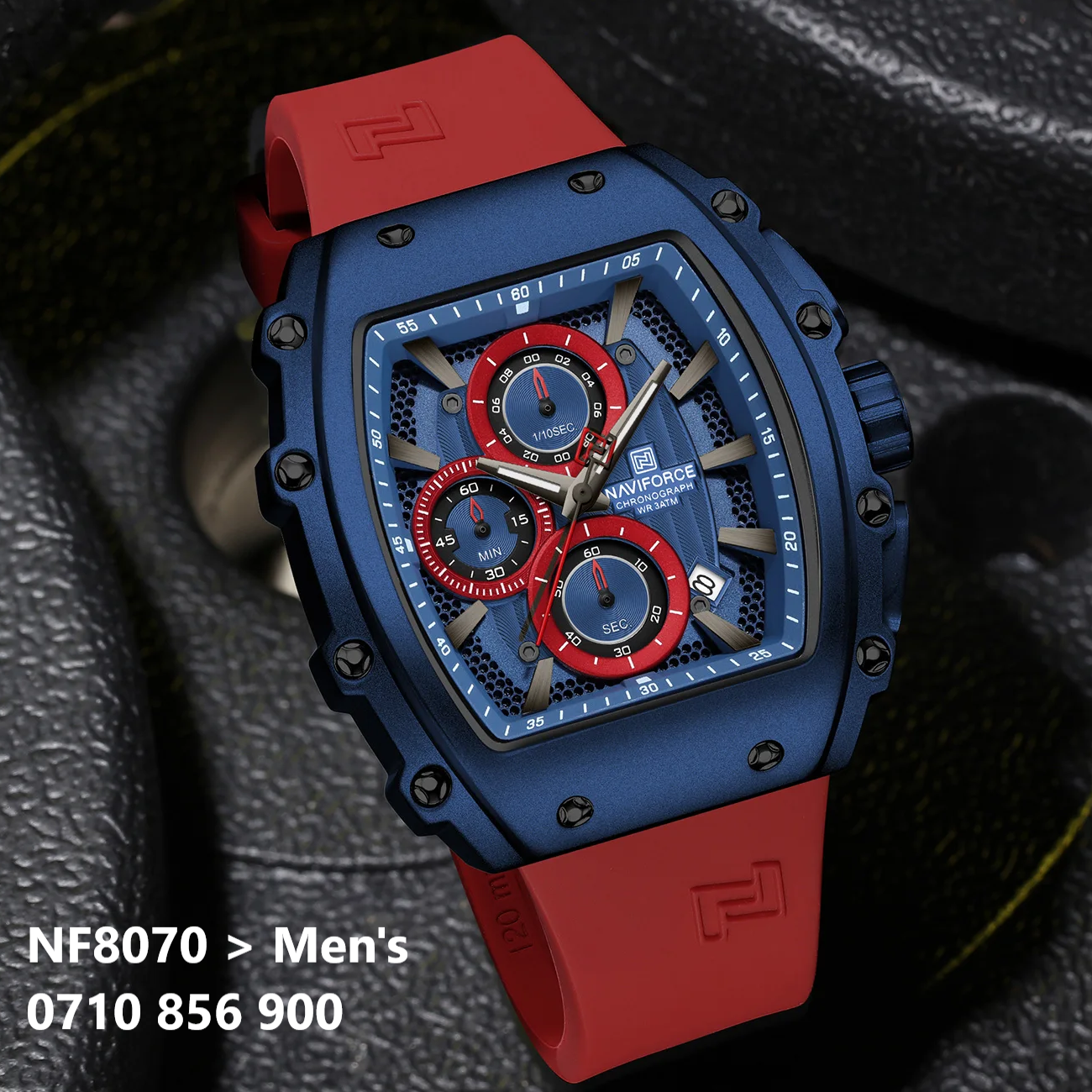 NAVIFORCE 8070 Men Quartz Wristwatch Luxury Chronograph Casual Clock Sport Waterproof Multifunctional Watch Silicone Strap