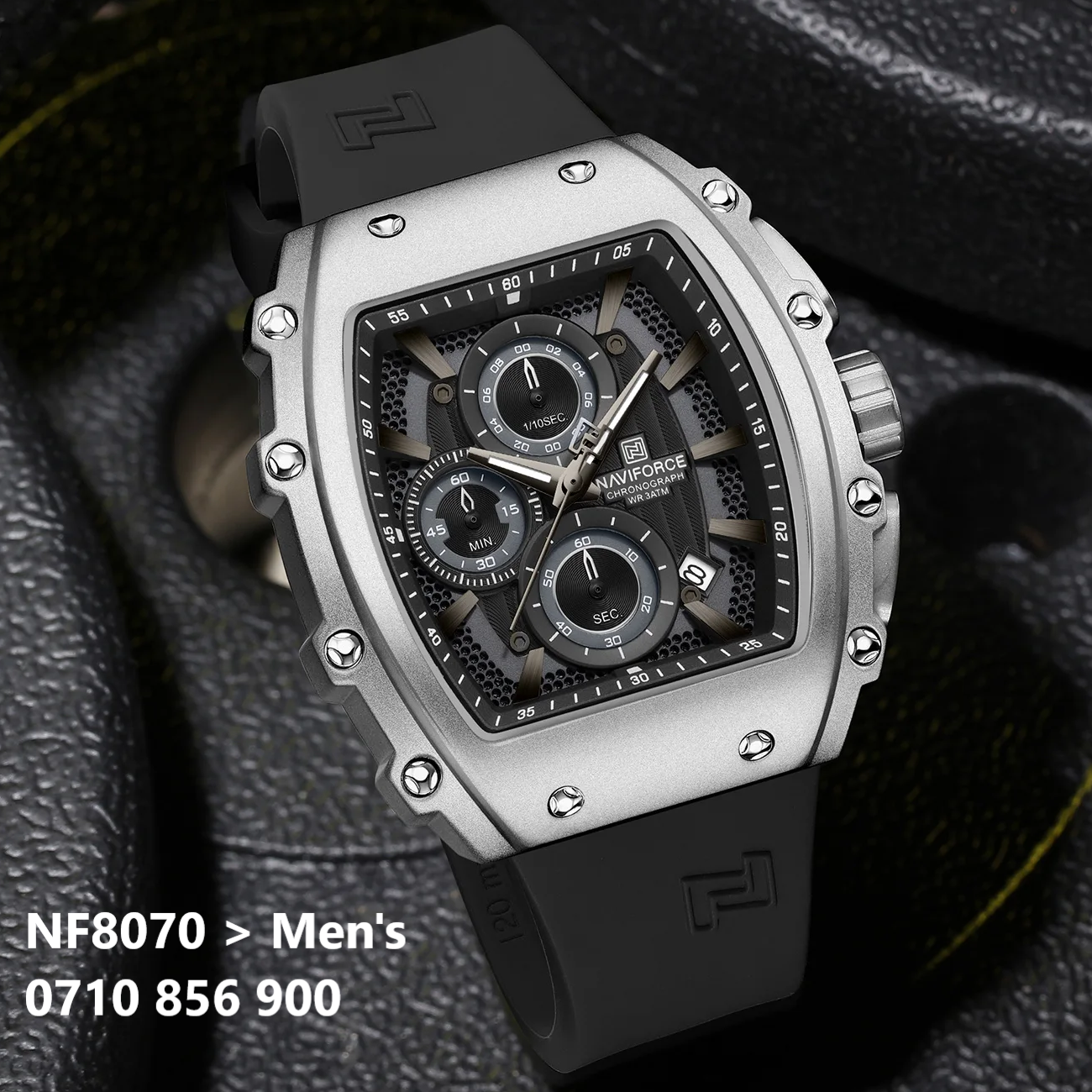NAVIFORCE 8070 Men Quartz Wristwatch Luxury Chronograph Casual Clock Sport Waterproof Multifunctional Watch Silicone Strap