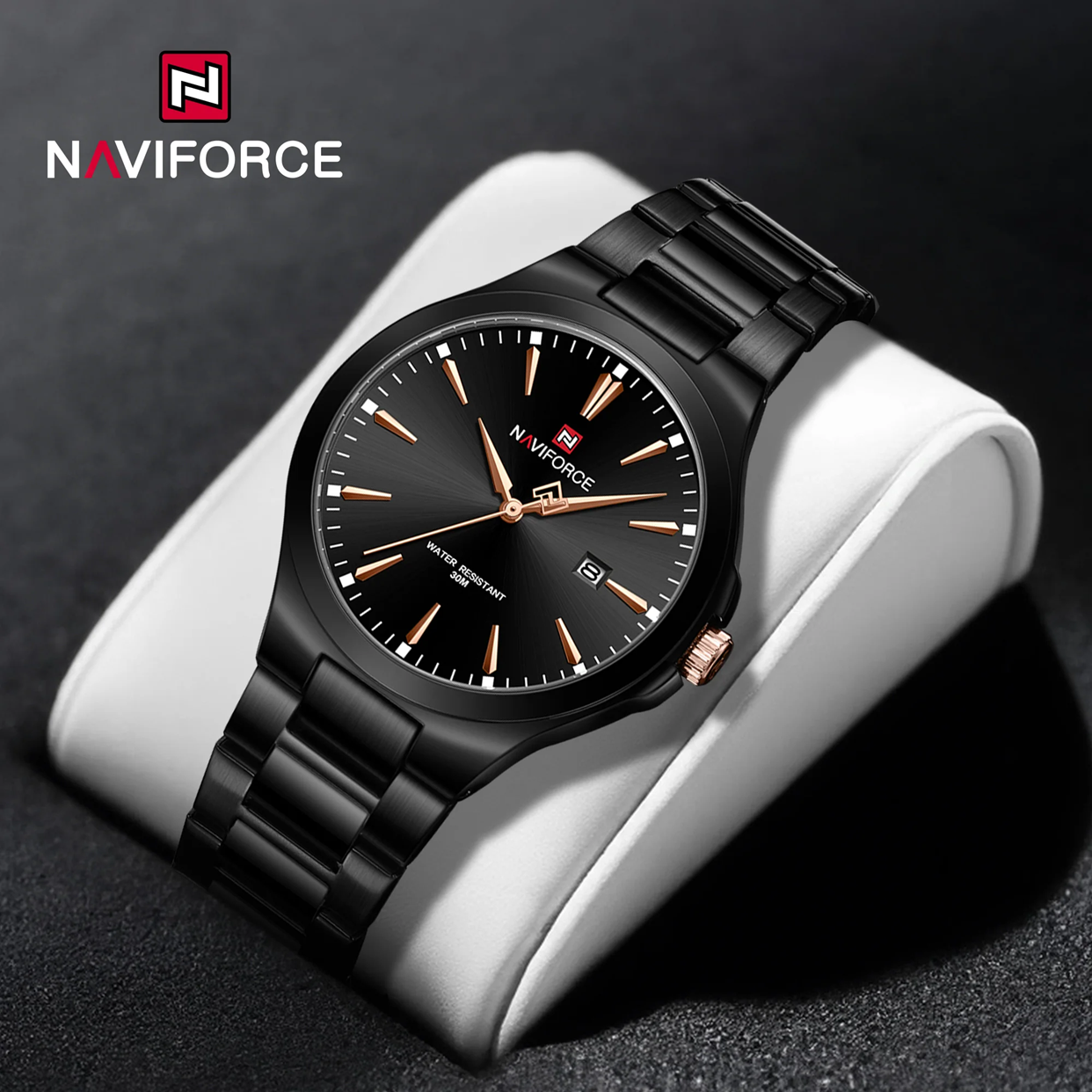NAVIFORCE 9214 New Men Wristwatch Top Luxury Business Watch Stainless Steel Sport Quartz Original Male Watch