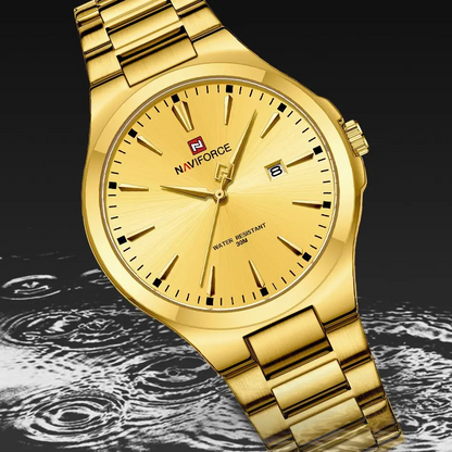 NAVIFORCE 9214 New Men Wristwatch Top Luxury Business Watch Stainless Steel Sport Quartz Original Male Watch