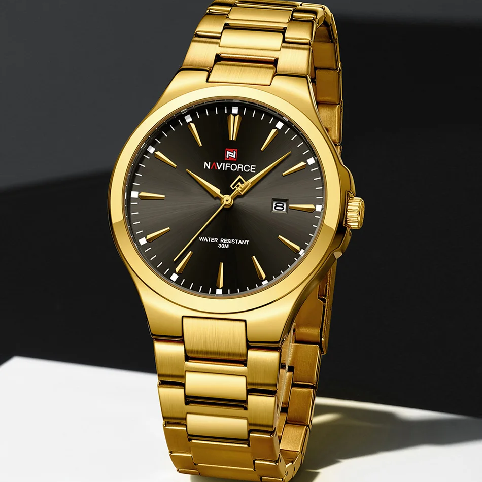 NAVIFORCE 9214 New Men Wristwatch Top Luxury Business Watch Stainless Steel Sport Quartz Original Male Watch