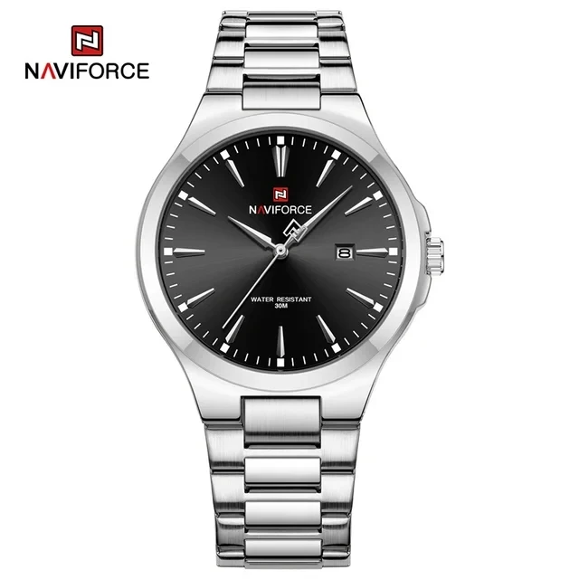 NAVIFORCE 9214 New Men Wristwatch Top Luxury Business Watch Stainless Steel Sport Quartz Original Male Watch