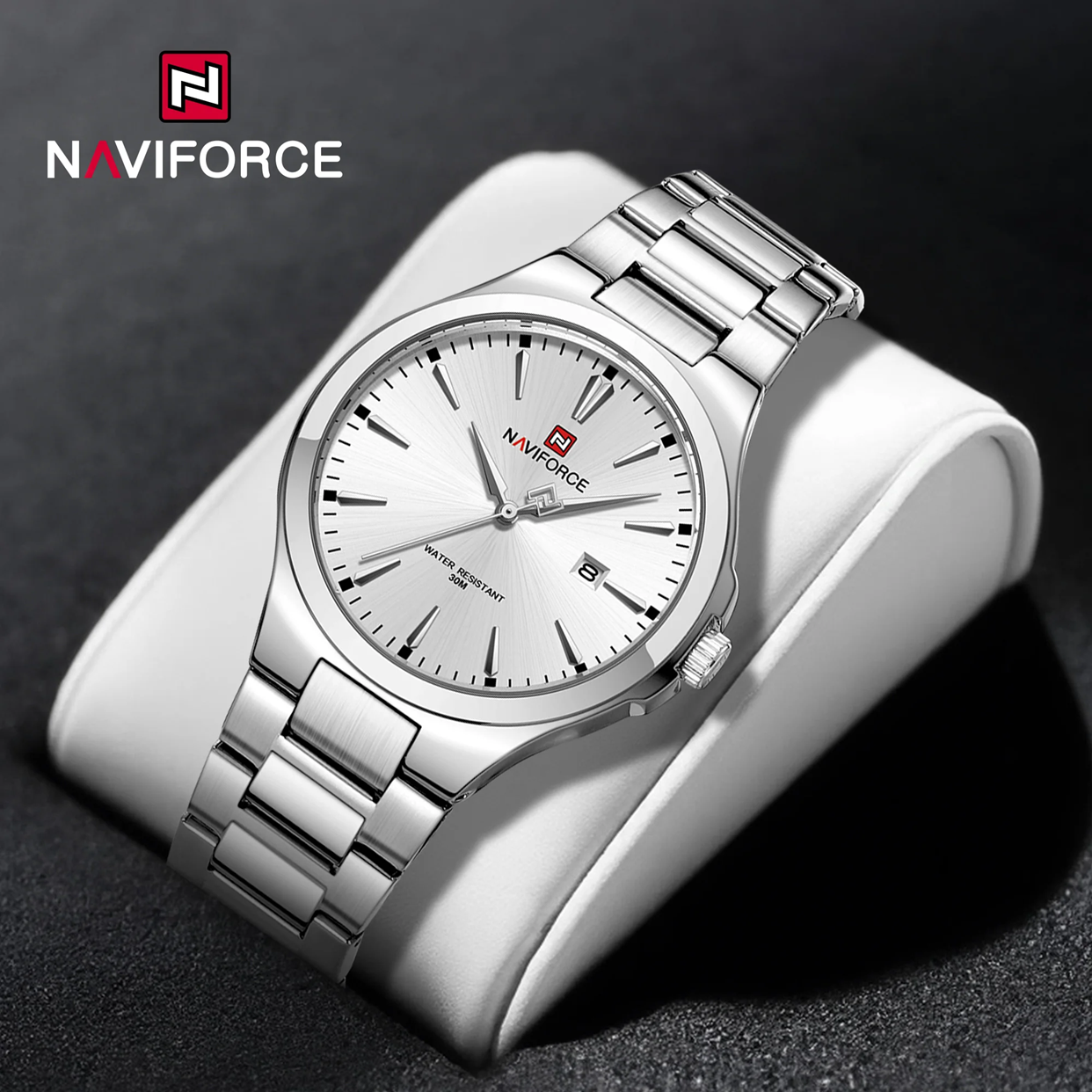 NAVIFORCE 9214 New Men Wristwatch Top Luxury Business Watch Stainless Steel Sport Quartz Original Male Watch