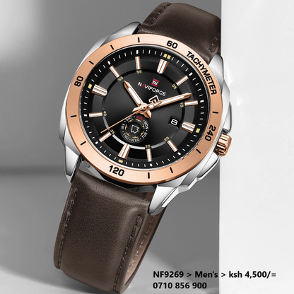NAVIFORCE 9269 New Men's Watches Leather Quartz Watch Men Casual Sports Male Day Date