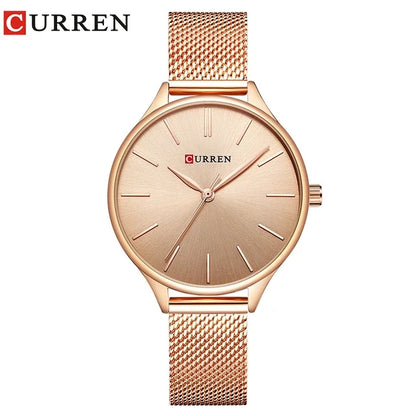 Curren 9024 Hot Sale Luxury Quartz Watch Stainless Steel Strap Ladies Fashion Simple Women Minimalist Watch
