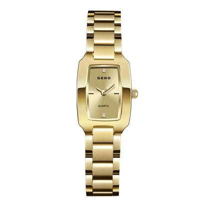 Hot Selling Women's Square SENO S072 Luxury Watches Gold and Rose Gold with High Quality Stainless Steel Band Alloy Case