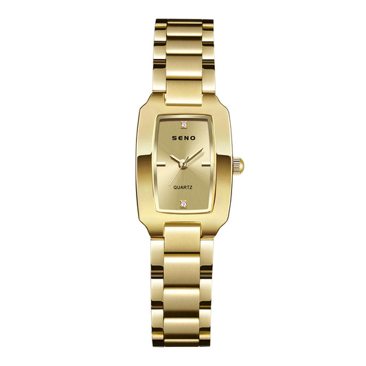 Hot Selling Women's Square SENO S072 Luxury Watches Gold and Rose Gold with High Quality Stainless Steel Band Alloy Case