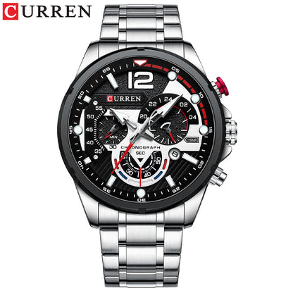 CURREN 8395 Luxury Men Watch Fashion Calendar Wristwatch Stainless Steel Band Sport Quartz Watches