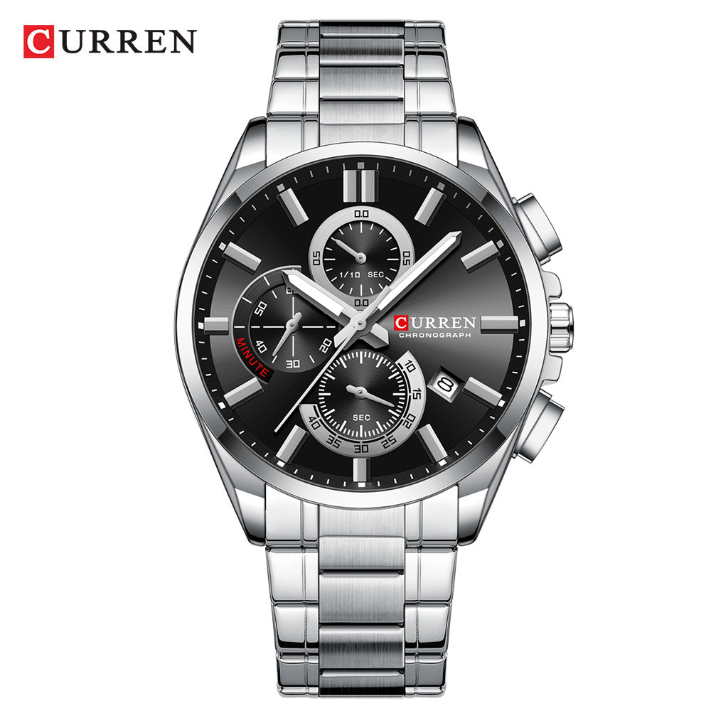 CURREN 8475 NEW Quartz Watches for Men Casual Style Multifunction Stainless Steel Band Wristwatches with Auto Date Waterproof 8475