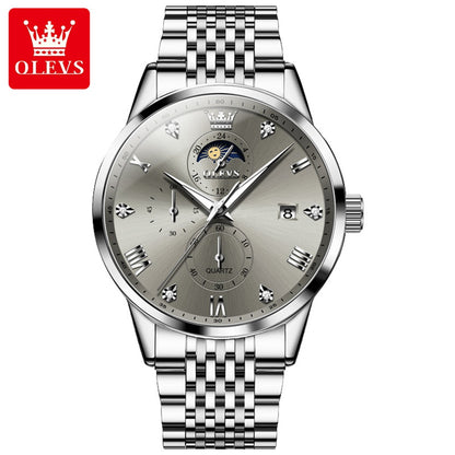 OLEVS 2925 Men Watch Fashion Classic Diamond Stainless Steel Band Quartz Wrist Watch 2026 Unique Chronograph Watch