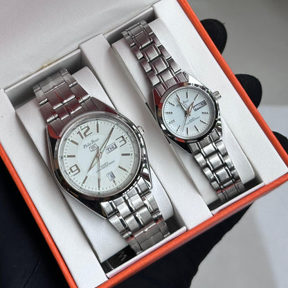 Waterproof Stainless Steel Luxury Couple Fashion Watch with Date Quartz Wristwatch