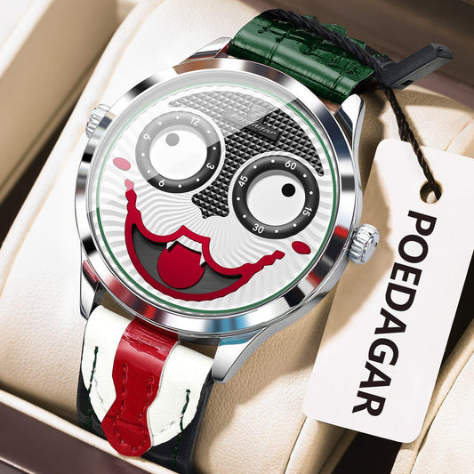 Poedagar 676 Creative Men Waterproof Quartz Watch Luxury Genuine Leather Band Watch for Men