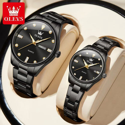 OLEVS 3621 Waterproof Stainless Steel Luxury Men Fashion Romantic Couple Watch Date Men and Women Watches Original Quartz Wristwatch