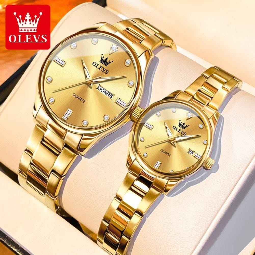 OLEVS 3621 Waterproof Stainless Steel Luxury Men Fashion Romantic Couple Watch Date Men and Women Watches Original Quartz Wristwatch